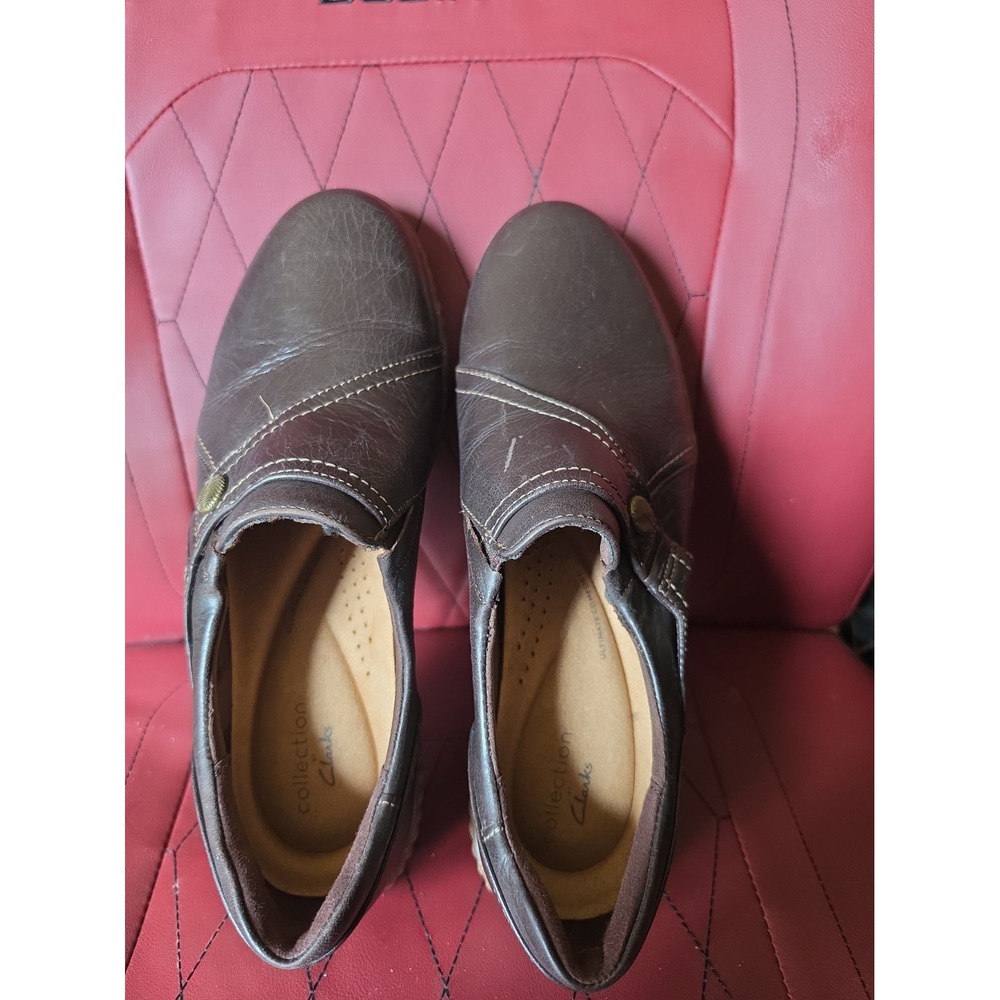 Clarks Collection Ultimate Comfort Brown Leather Shoes Women's Size 8.5